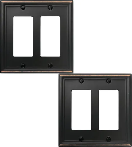 Miniatura 17 de OKAWYC Cubierta de Interruptor de Luz de Palanca Triple Luca Placa de Pared de Metal, Paquete de 2 Bronce Envejecido 3 Gang, Cubierta de Interruptor