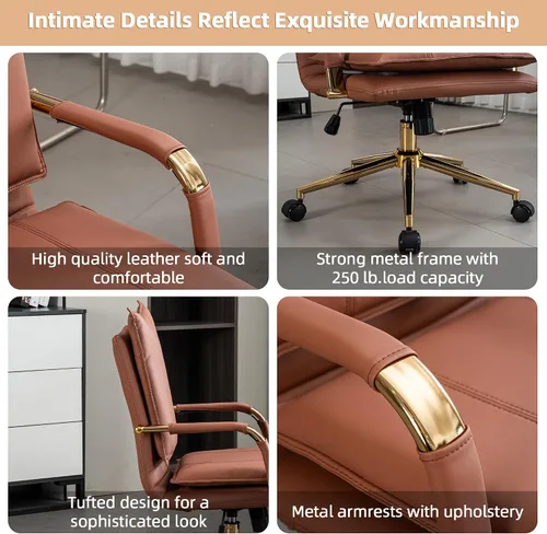 Miniatura 3 de Silla de oficina, cómoda silla de escritorio, silla giratoria de cuero, silla ergonómica para computadora con reposabrazos, silla de escritorio