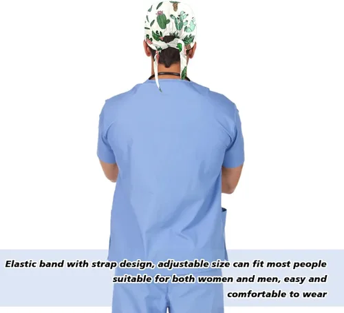 Miniatura 5 de MUKJHOI Gorras de trabajo ajustables con estampado colorido y lazo para la parte trasera, sombreros con botones