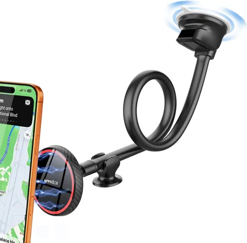 APPS2Car Soporte magnético para teléfono MagSafe para papá, soporte magnético para automóvil con ventosa de brazo largo de 14 pulgadas, soporte de