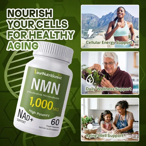 Miniatura 4 de Suplementos NMN de 1000 mg – 99.9% de pureza probada – Precursor NAD+ – Sin OMG – 60 cápsulas veganas