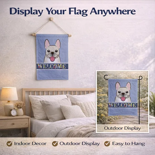 Miniatura 7 de Caroline's Treasures BB1424GF - Bandera de bienvenida de bulldog francés, bandera azul para buzón, bandera decorativa para patio, exteriores, patio