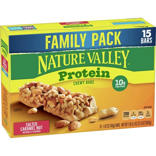 Miniatura 7 de Nature Valley Barras masticables de proteínas, mantequilla de maní, chocolate oscuro, 5 barras (paquete de 3)