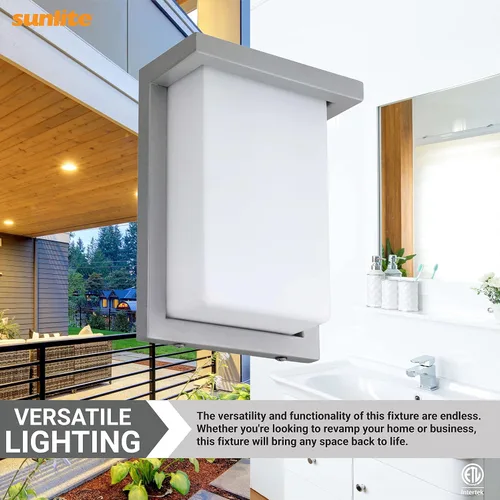 Miniatura 4 de Sunlite 81480 - Lámpara de pared LED moderna de 8 pulgadas, accesorio para exteriores, ajustable 3 CCT 3000K-5000K, 12 vatios, 600 lúmenes, pantalla