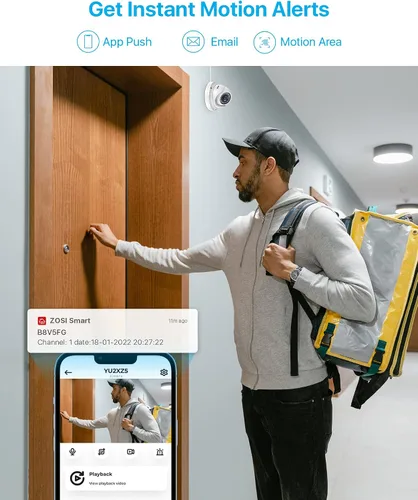 Miniatura 5 de ZOSI Sistema de cámara de seguridad POE 4K de 16 canales, cámara domo de metal CCTV de 16 x 5MP para exteriores e interiores, visión nocturna de 80