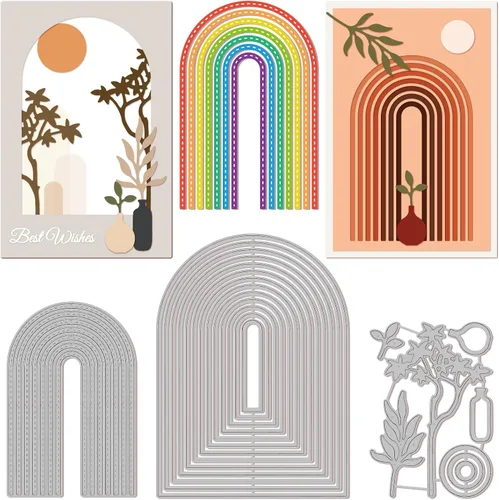 GLOBLELAND Troqueles de corte de jarrón bohemio para bricolaje, álbumes de recortes, arcos, marco, troquelados, plantillas en relieve, plantilla