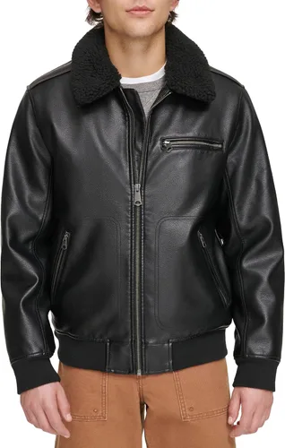 Miniatura 7 de Levi's Men's Faux Leather Aviator Bomber Jacket With Sherpa Collar