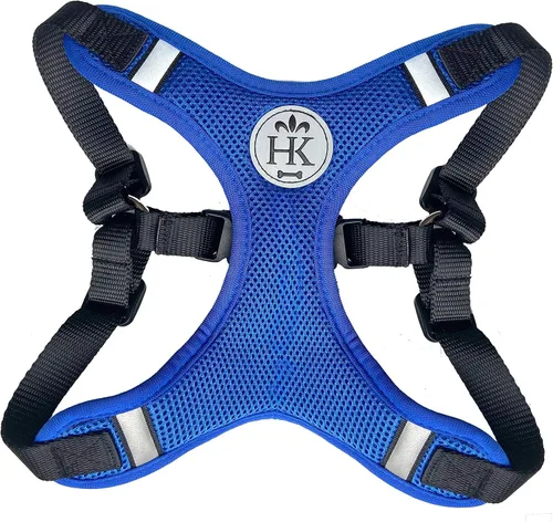 Huxley & Kent Scout LoPro Arnés | Azul (extra pequeño, 4-8 libras) | Arnés de malla fácil de controlar para perros con tiras reflectantes para