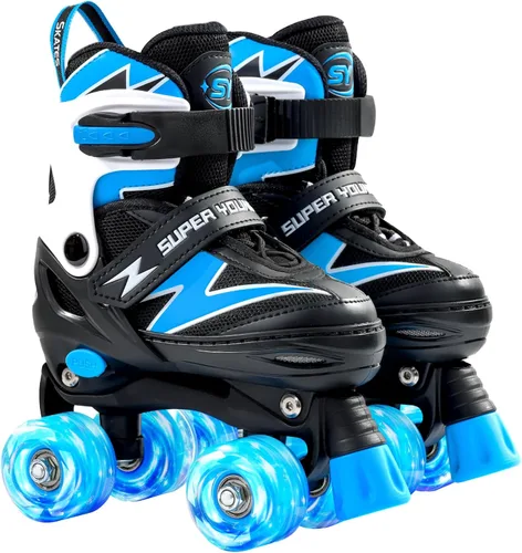 SUPER YOUNGSTER Patines ajustables para niños, patines para niños de 5 a 8 años, patines para niñas de 8 a 12 años con ruedas iluminadas, patines