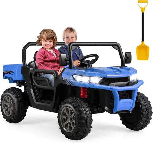 Miniatura 12 de Costzon Camión volquete con control remoto, UTV eléctrico de 12 V para niños con cama volquete eléctrica, función de balanceo, pala, 4 suspensiones