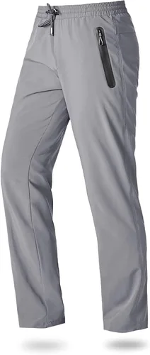 Boladeci Pantalones de senderismo para hombre, ligeros, de secado rápido, cintura elástica con cordón y bolsillos con cremallera, pantalones