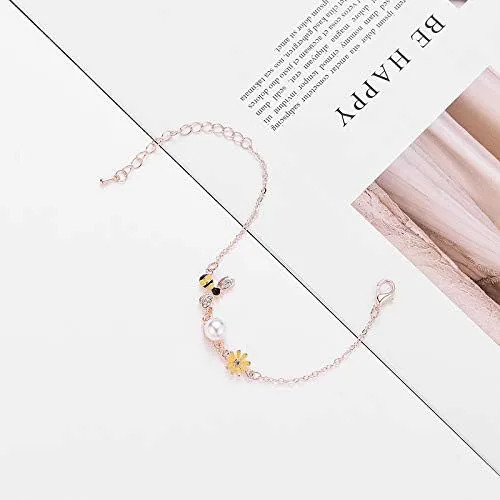 Miniatura 6 de Eiffy Pulseras de girasol de abejorro de miel amarilla con circonita cúbica para mujer, palmeras de coco, sandía, joyería