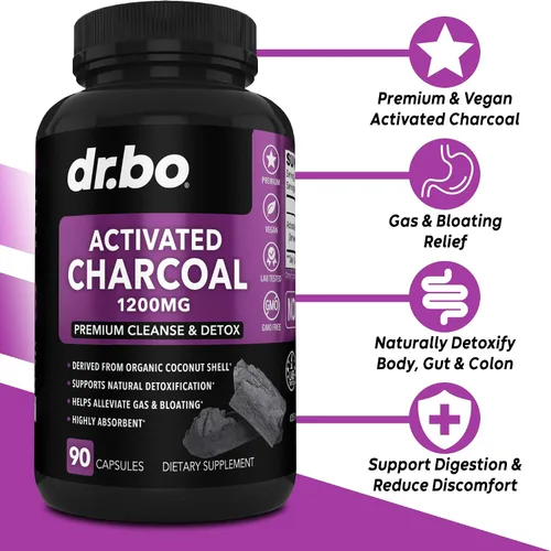 Miniatura 2 de Cápsulas de carbón activado Cleanse Detox – 1200 mg pastillas de carbón de coco orgánico para gases estomacales y alivio de la hinchazón