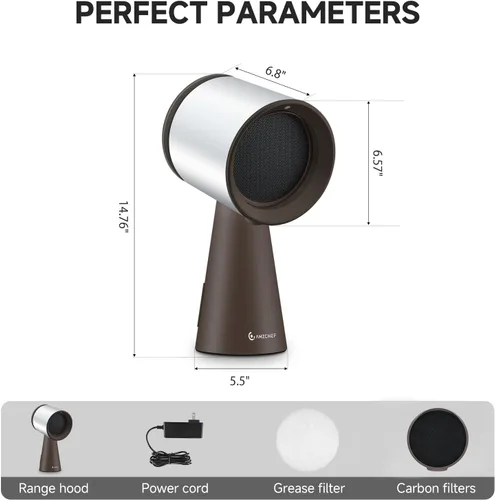 Miniatura 7 de AMZCHEF Campana extractora portátil, ventilador extractor de cocina de 3 velocidades con luz, bajo ruido, filtro de aluminio desmontable, taza