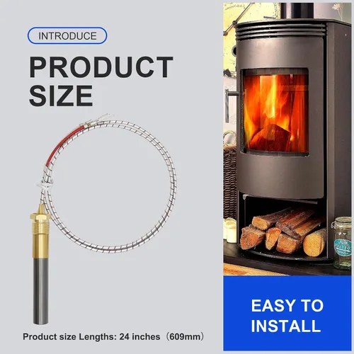 Miniatura 2 de Termopila de 24 pulgadas para chimenea de gas 750mv Q313A Termopar de chimenea de gas se adapta para calentador de agua a gas, freidora de gas/horno