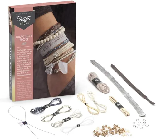 Miniatura 3 de Craft Crush — Caja de pulseras: Tonos neutros — Hace 9 pulseras increíbles — Kits de manualidades — Para mayores de 13 años, pequeño