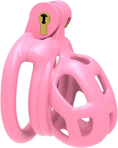 Miniatura 11 de Jaula de castidad rosa 2.0 dispositivo de castidad masculina con 4 anillos de resina ligera jaula de castidad para hombre pene ejercicio de bondage