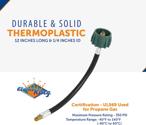 Miniatura 5 de Conector de manguera de propano Flame King para cámper Pigtail, 12 pulgadas