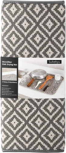 Miniatura 7 de Estera de secado de platos para cocina, paquete de 2, esteras de drenaje de platos de microfibra ultra absorbente de Subekyu, 19.2 por 15.8 pulgadas