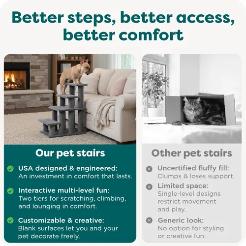 Miniatura 3 de furhaven fácil paso escaleras de mascotas, Crema