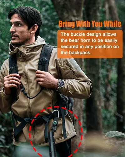 Miniatura 7 de Bocina de aire electrónica de 120dB con luz, brújula y termómetro - Bocina para osos para asustar a los osos - Autodefensa para senderismo, carga USB