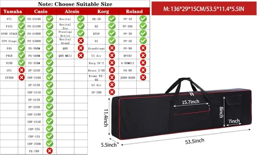 Miniatura 2 de Funda para teclado de 88 teclas, funda para piano con 2 bolsillos, funda para conciertos de teclado, 600D duradero, tela Oxford acolchada