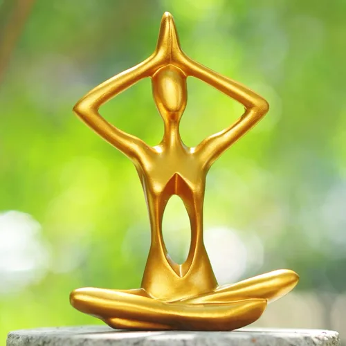 Miniatura 2 de Figuras doradas para decoración del hogar, 3 piezas, estatuas de yoga, estantería, decoración de estante dorado, decoración de oficina, escultura