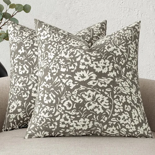 Miniatura 12 de MIULEE Fundas de almohada florales 18x18, juego de 2 fundas de almohada decorativas modernas de lino, fundas de almohada neutras de estilo granja