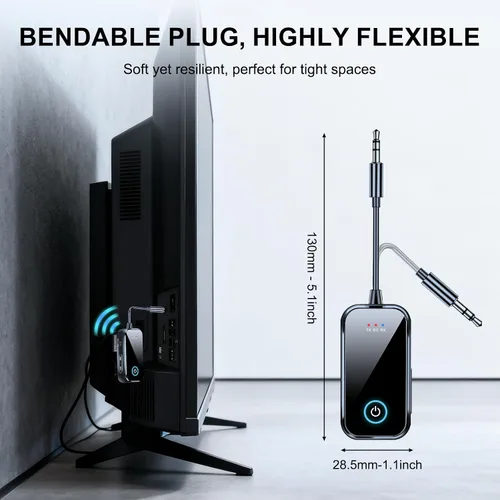Miniatura 7 de Receptor transmisor Bluetooth 5.4 2 en 1/Mini adaptador de audio inalámbrico portátil para TV/avión/gimnasio a auriculares inalámbricos de baja