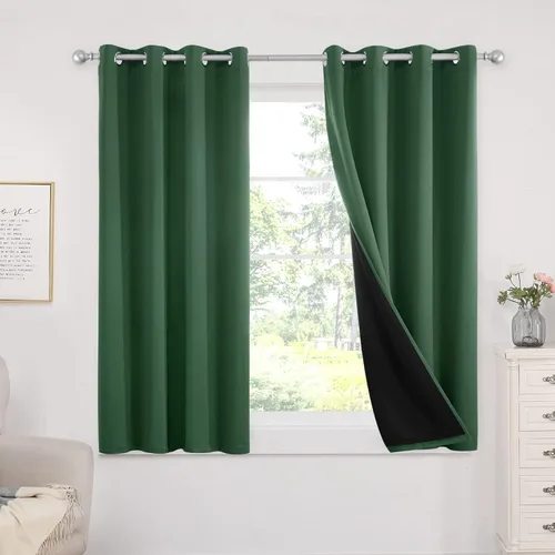Miniatura 63 de Deconovo Cortinas 100% opacas, cortinas de ventana con aislamiento térmico, paneles reductores de ruido, cortinas de forro negro, con ojales