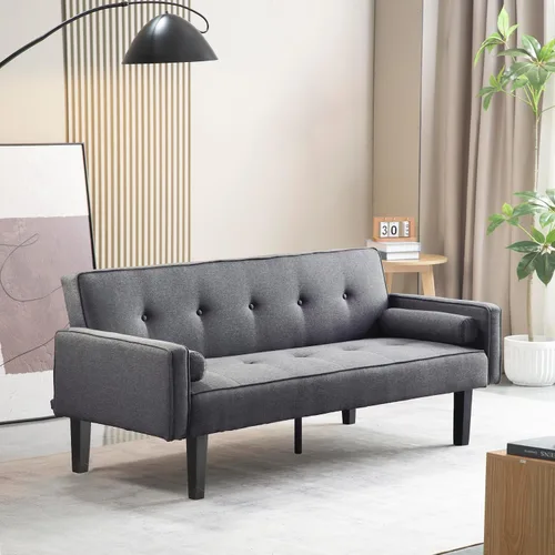 Miniatura 3 de Anwick Sofá cama de tela moderna, sofá biplaza convertible con 2 almohadas y reposabrazos, sofá reclinable plegable de 75 pulgadas con patas