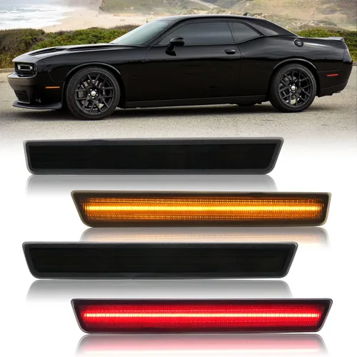 Miniatura 7 de R&F Auto 4 piezas de luces LED de marcador lateral compatibles con Challenger 2008-2014, lámparas de parachoques delanteras y traseras, lámparas