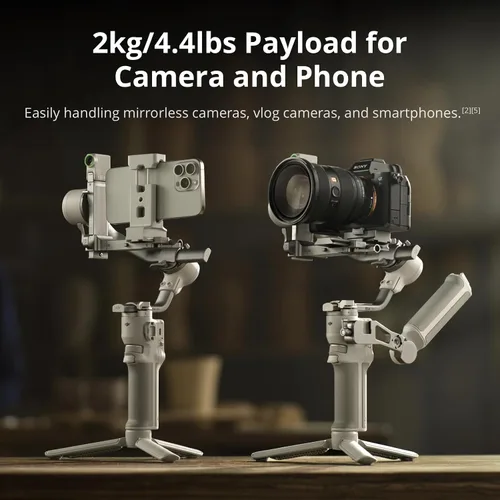 Miniatura 5 de DJI RS 4 Mini, estabilizador de cardán para cámaras Canon/Sony/Panasonic/Nikon/Fujifilm, bloqueo automático de ejes, carga útil de 2 kg/4.4 lbs