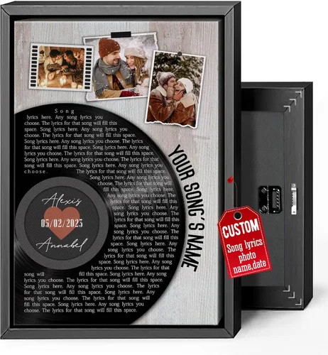 Miniatura 23 de H-DEWALL Lienzo personalizado con letras de canciones enmarcado, regalos para ella, obra de arte para el dormitorio, lienzo musical personalizado