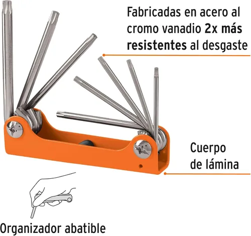 Miniatura 2 de TRUPER TORX-8 - Juego de llaves Torx plegables 8 en 1, caja de metal