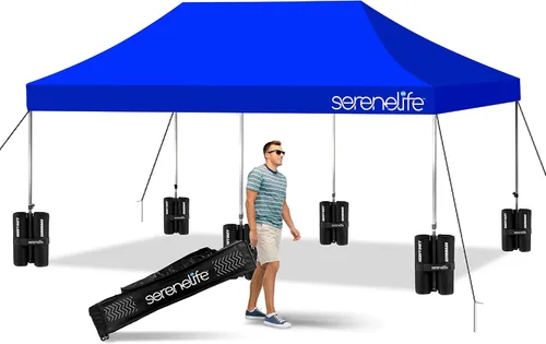 Miniatura 19 de SereneLife - Tienda de campaña desplegable de 10 x 20 pulgadas, toldo plegable, con parte superior de tienda impermeable, bolsa de transporte Blanco