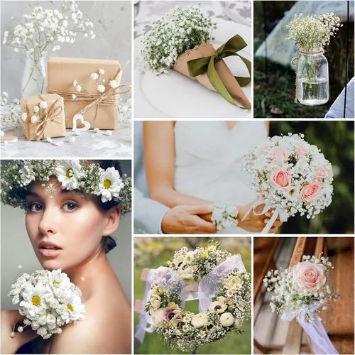 Miniatura 4 de Ramo de gypsophila artificial de 18 piezas de flores artificiales de aliento de bebé, arreglo floral para centros de mesa de boda y decoraciones