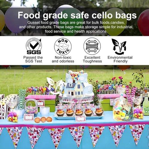 Miniatura 5 de Bolsas transparentes para barra de pretzel, 200 bolsas de caramelos, 2 x 10 pulgadas, celofán, regalo de fiesta, regalo, chelo de manzana con lazos