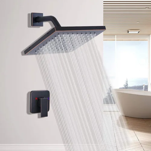 Miniatura 3 de Grifo de Ducha de Bronce Aceitado GGStudy Kit de Acabado de Ducha de Una Sola Función con Válvula de Instalación Empotrada Conjunto de Ducha de Baño