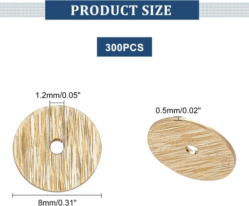 Miniatura 6 de SUPERFINDINGS 300 cuentas Heishi de latón de 0.315 pulgadas (0.315 in), cuentas espaciadoras redondas planas de disco dorado sueltas para hacer