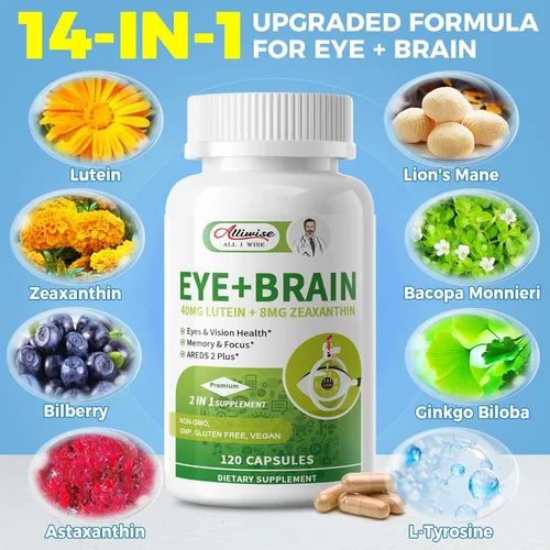 Miniatura 3 de Alliwise Vitaminas de Luteína para los Ojos 14 en 1 Suplemento de Vitaminas para la Salud Ocular, Apoyo para Ojos Secos, Suplemento para la Memoria