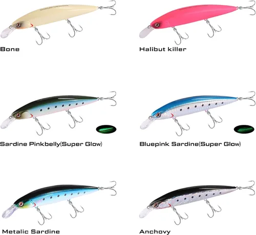 Miniatura 6 de LITTMA ShoreCast - Señuelo de pesca de agua salada 115 minnow hundido, cebo duro de pesca de surf de lanzamiento largo para lubina y fletán Bluepink