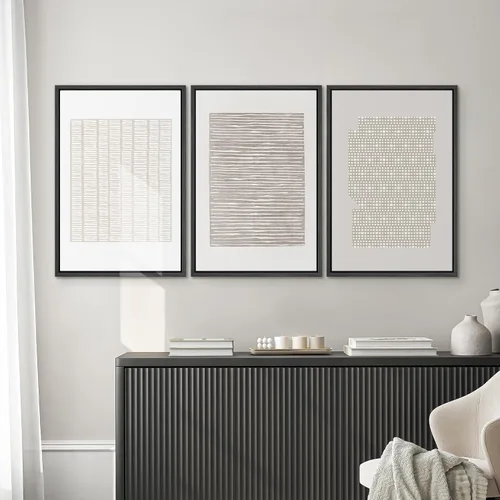 Miniatura 301 de SIGNWIN Lienzo enmarcado para pared, arte con pinceladas de flujo neutro en tonos beige abstractos, ilustraciones, arte moderno, decorativo