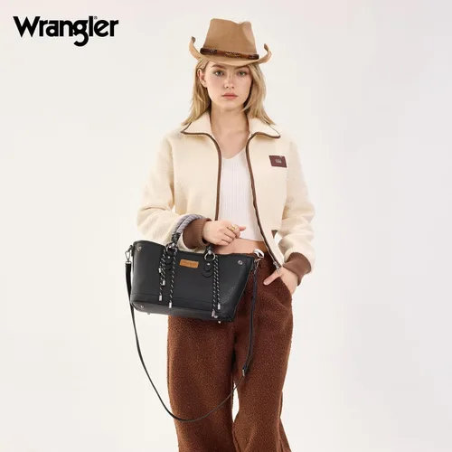 Miniatura 2 de Wrangler 2pcs Tote Bag Set Braided Rope Top Handle and Classic Tote