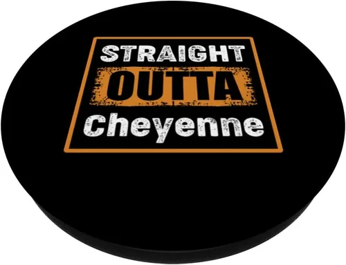 Miniatura 2 de Straight Outta Cheyenne Wyoming USA Retro Distressed Vintage PopSockets Swappable PopGrip