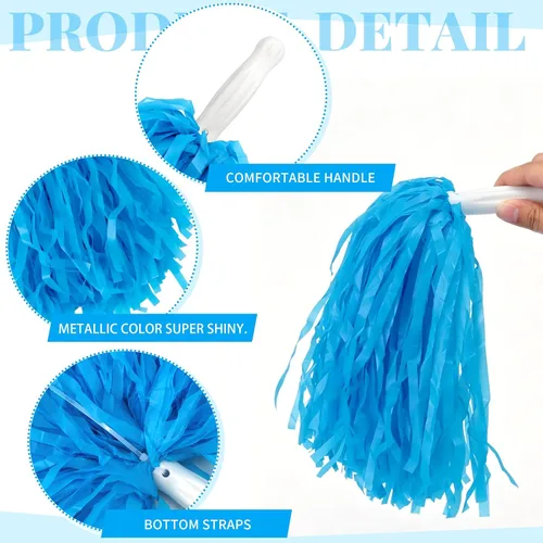 Miniatura 3 de Pompones de animadora a granel para deportes a granel de plástico para bailar y bailar, con asas de plástico para rooters que animan, animadoras