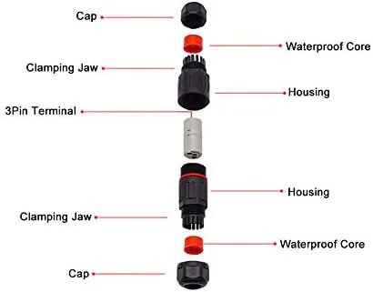 Miniatura 3 de 10 unids IP68 impermeable conector 3pin extensión al aire libre enchufe enchufe cable cable de alambre para coche camión barco interior/exterior