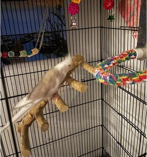 Miniatura 2 de Escalera de loro para pájaros, perca para jaula, puente de madera para pájaros, soportes para ejercicio, loro que escala, juguetes para masticar
