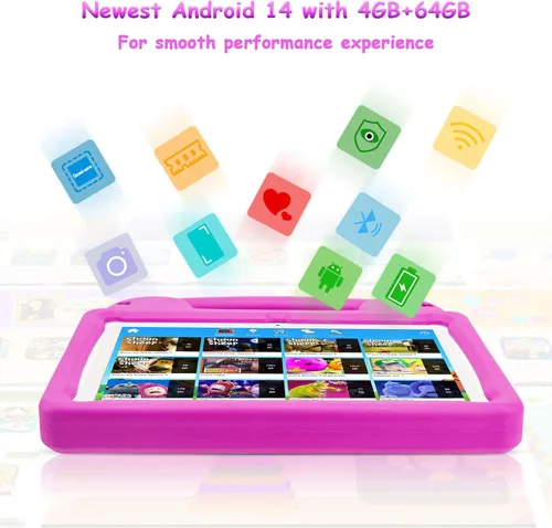 Miniatura 5 de Tableta para niños de 10 pulgadas, Android 15 para niños, WiFi 6, Octa-Core, 8 GB de RAM 64 GB ROM, 5000 mAh, GMS, tabletas Android con control