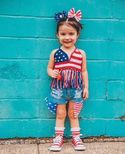 Miniatura 23 de Adobabirl Conjunto de ropa de verano para niña pequeña, sin mangas, acanalada, top halter y pantalones cortos, ropa de moda para niños con cinturón
